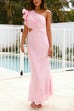 Rosiedress Frill One Shoulder Cut Out Waist Maxi Dress