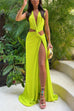 Rosiedress V Neck Knot Front Cut Out High Slit Sleeveless Maxi Dress