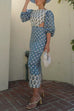 Rosiedress Lantern Sleeves Bow Back Cut Out Printed Midi Dress
