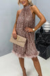 Rosiedress Halter Sleeveless Feather Hem Sequin Dress