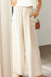 Rosiedress Elastic Waist Pocketed Wide Leg Cotton Linen Pants