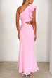 Rosiedress Frill One Shoulder Sleeveless Cut Out Maxi Dress
