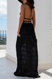 Rosiedress Frilled Halter Open Back Crop Top and Pleated Maxi Skirt Set