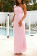Rosiedress Frill One Shoulder Cut Out Waist Maxi Dress