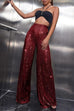 Rosiedress Sparkly Elastic Waist Wide Leg Sequin Pants
