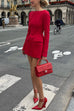 Rosiedress Elegant Long Sleeves Bow Detail Mini Dress