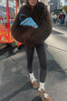 Rosiedress Open Front Winter Faux Fur Teddy Coat