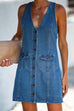 Rosiedress V Neck Buttons Racerback Sleeveless Denim Dress