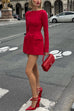 Rosiedress Elegant Long Sleeves Bow Detail Mini Dress