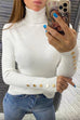 Rosiedress Turtleneck Gold Buttons Ribbed Knit Top