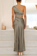 Rosiedress One Shoulder Lace Trim Cut Out Sleeveless Maxi Dress