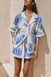 Rosiedress V Neck Short Sleeves Shirt and Drawstring Waist Shorts Seashell Print Set