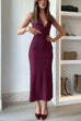 Rosiedress Halter V Neck Backless Buttons Bodycon Midi Dress