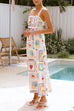 Rosiedress Tie Back Ric Rac Trim Unique Print Maxi Cami Holiday Dress