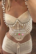 Rosiedress Pearl Trim Hollow Out Knit Crop Cami Top