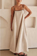 Rosiedress Adjustable Strap Backless Cotton Linen Maxi Dress