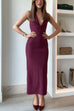 Rosiedress Halter V Neck Backless Buttons Bodycon Midi Dress