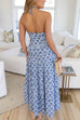 Rosiedress Halter Cut Out Backless Frill Trim Floral Print Maxi Dress