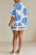 Rosiedress V Neck Short Sleeves Shirt and Drawstring Waist Shorts Seashell Print Set