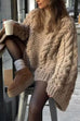 Rosiedress Round Neck Oversized Cable Knit Sweater