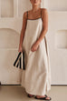 Rosiedress Adjustable Strap Backless Cotton Linen Maxi Dress