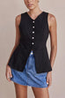 Rosiedress Single Breasted Pocketed Solid Vest