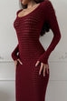 Rosiedress Long Sleeves Hollow Out Crochet Knit Midi Dress