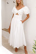 Rosiedress V Neck Twist Front Puff Sleeves Cut Out Maxi Dress