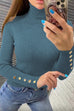 Rosiedress Turtleneck Gold Buttons Ribbed Knit Top