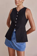 Rosiedress Single Breasted Pocketed Solid Vest