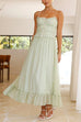 Rosiedress Frill Trim Lace Up Ruched Maxi Cami Dress