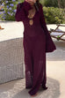 Rosiedress V Neck Side Slit Crochet Beach Cover Up Maxi Dress