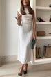 Rosiedress Mockneck Sleeveless Side Ruched Midi Dress