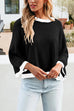 Rosiedress Crewneck Drop Shoulder Color Block Knit Sweater