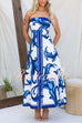 Rosiedress Strapless Tube Unique Print Swing Maxi Dress