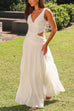 Rosiedress V Neck Sleeveless Cut Out Swing Maxi Dress
