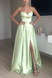 Rosiedress Strapless Cut Out Back Lace-up Slit Maxi Party Dress