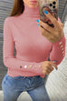 Rosiedress Turtleneck Gold Buttons Ribbed Knit Top