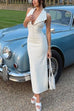 Rosiedress Halter V Neck Backless Buttons Bodycon Midi Dress