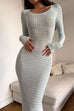 Rosiedress Long Sleeves Hollow Out Crochet Knit Midi Dress