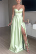 Rosiedress Strapless Cut Out Back Lace-up Slit Maxi Party Dress