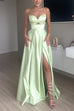 Rosiedress Strapless Cut Out Back Lace-up Slit Maxi Party Dress