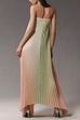 Rosiedress Strapless Color Block Gradient Pleated Maxi Dress
