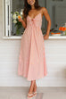 Rosiedress V Neck Lace-up Striped Midi Cami Dress
