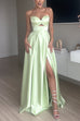 Rosiedress Strapless Cut Out Back Lace-up Slit Maxi Party Dress