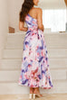 Rosiedress One Shoulder Sleeveless Cut Out Floral Print Pleated Maxi Dress