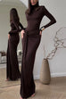 Rosiedress Turtleneck Ruched High Slit Maxi Party Dress