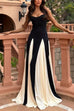 Rosiedress Spaghetti Strap Color Block Swing Maxi Party Dress