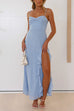 Rosiedress Adjustable Strap Ruffle High Slit Maxi Dress