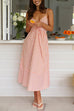 Rosiedress V Neck Lace-up Striped Midi Cami Dress